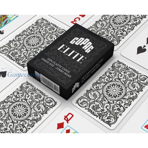 Karte Copag Elite Poker Jumbo index, 100% plastika, crne