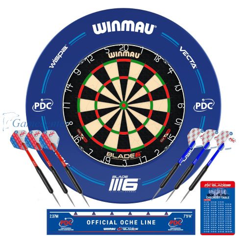 Kompletni pikado set Winmau, tabla  Blade 6, PDC okvir, 2 seta strelica,linija i ceckout karta