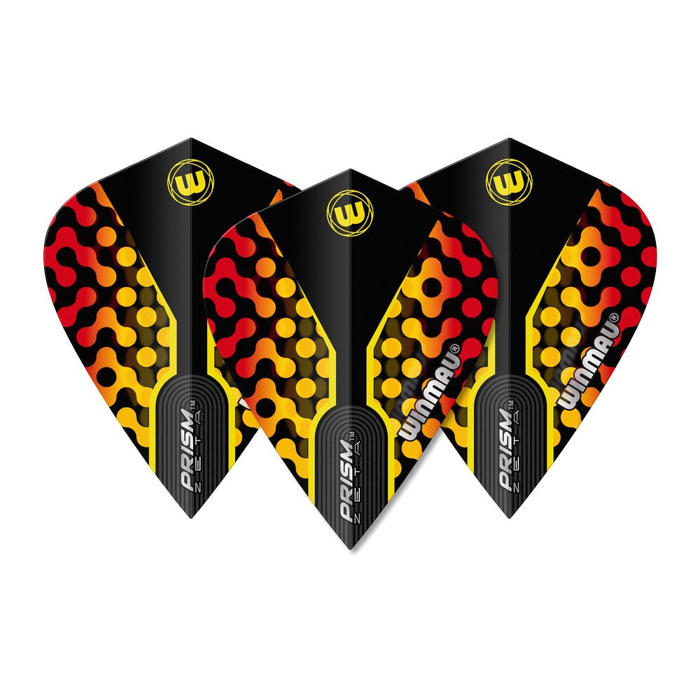 Pera za strelice Winmau Prism Zeta kite, žuto crvena