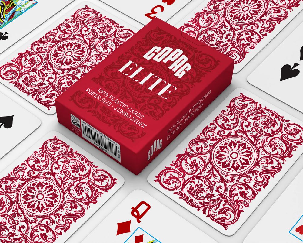 Karte Copag Elite Poker Jumbo index, 100% plastika, crvene