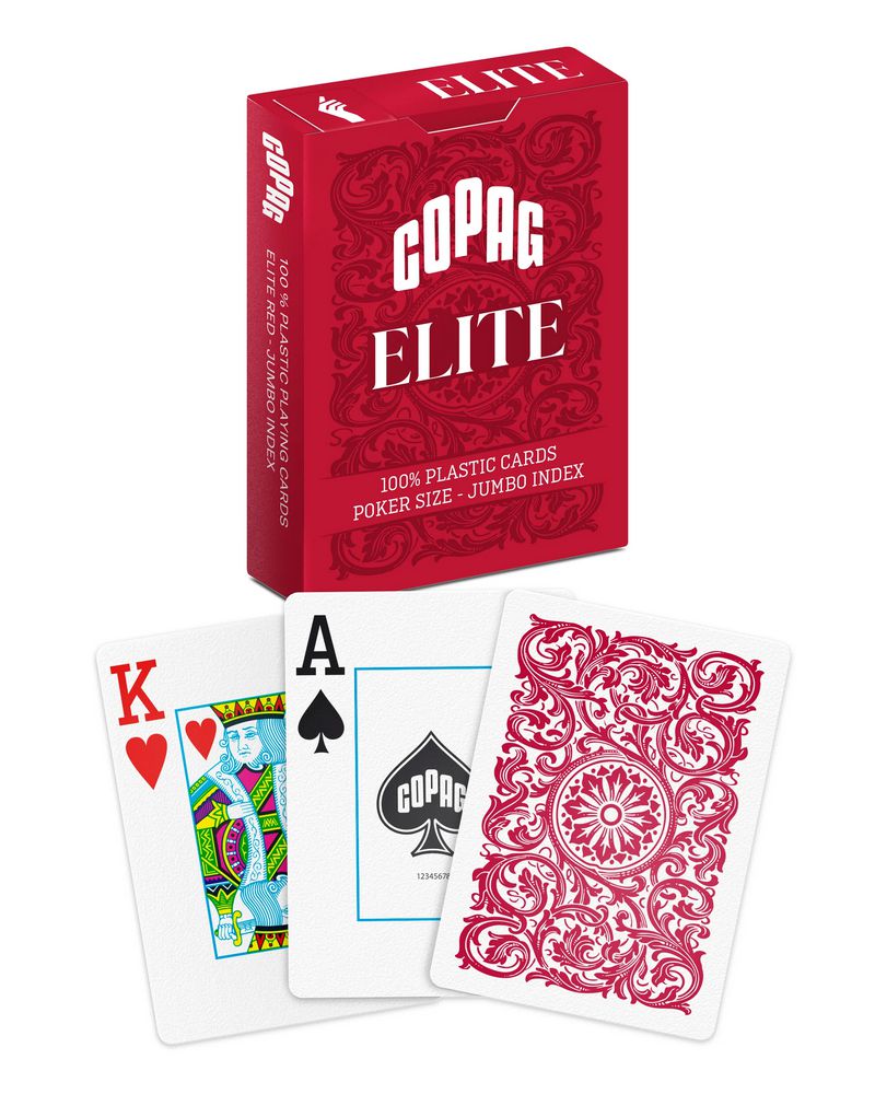 Karte Copag Elite Poker Jumbo index, 100% plastika, crvene - Slika 2