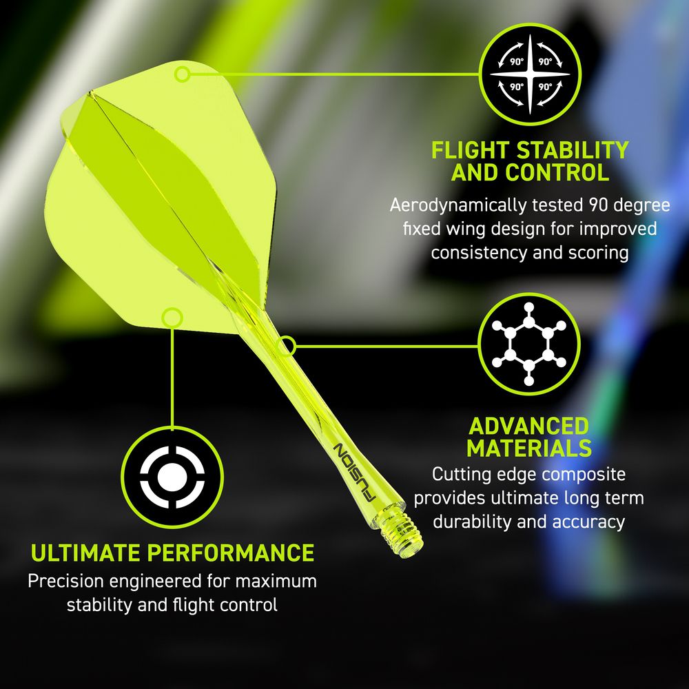 Integrisana pera i tela Winmau Fusion neon žuta, standard No6 pera i intermediate tela - Slika 3