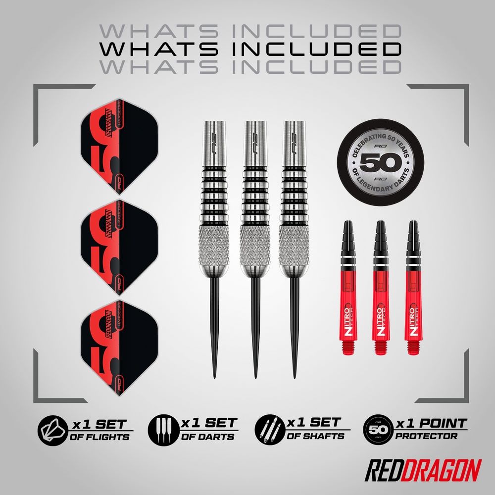 Set strelica steel Red Dragon Darts 50 Years - Flightmaster Torpedo 2 24g, 80% wolfram - Slika 3