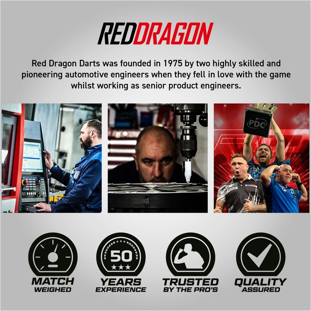 Set strelica steel Red Dragon Darts 50 Years - Flightmaster Torpedo 2 24g, 80% wolfram - Slika 7