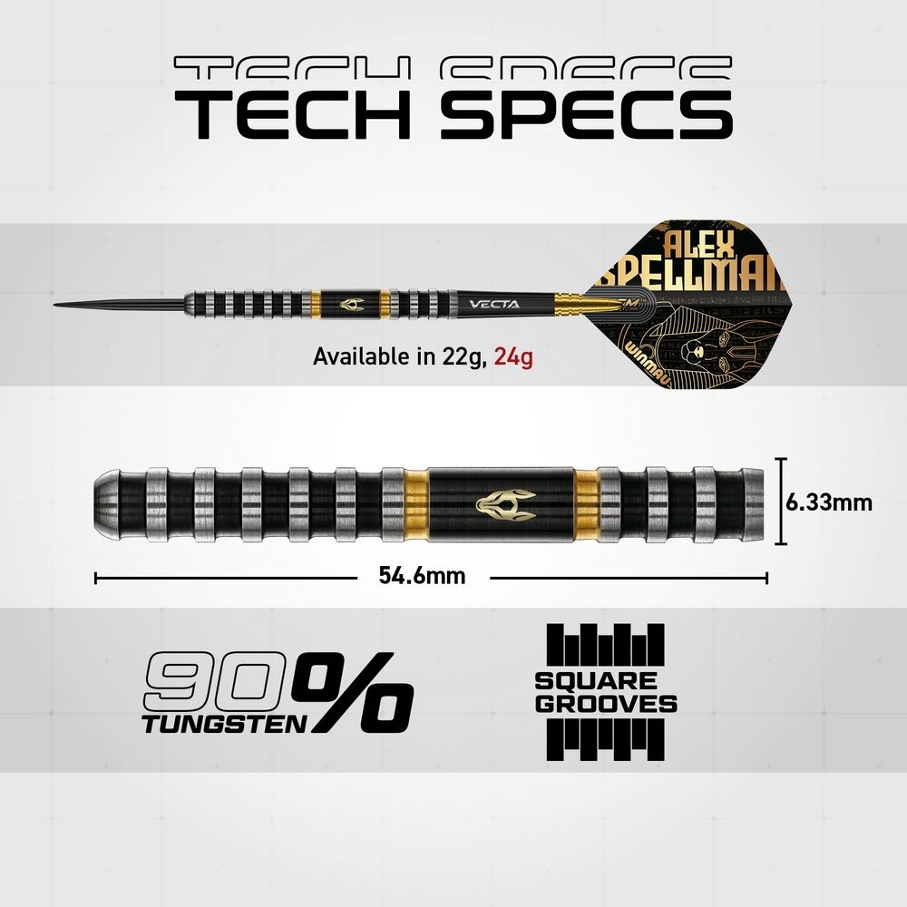 Set strelica steel Winmau Alex Spellman, 24g 90% wolfram - Slika 8