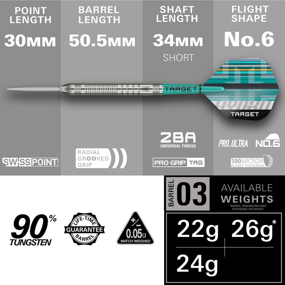 Set strelica steel Target Hydro 03 22g SP 90% wolfram - Slika 4