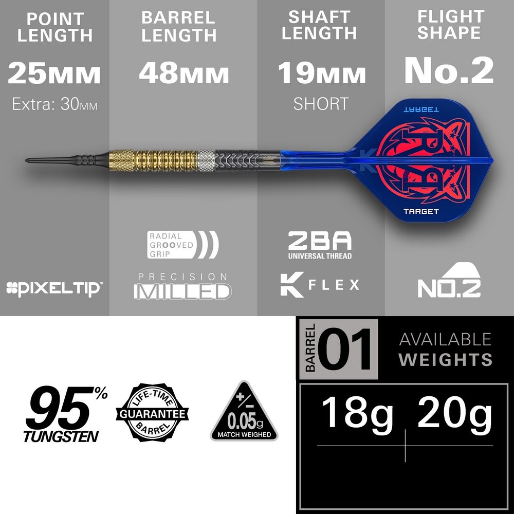 Set strelica soft Target Raymond Van Barneveld G6 18g 95% wolfram - Slika 6