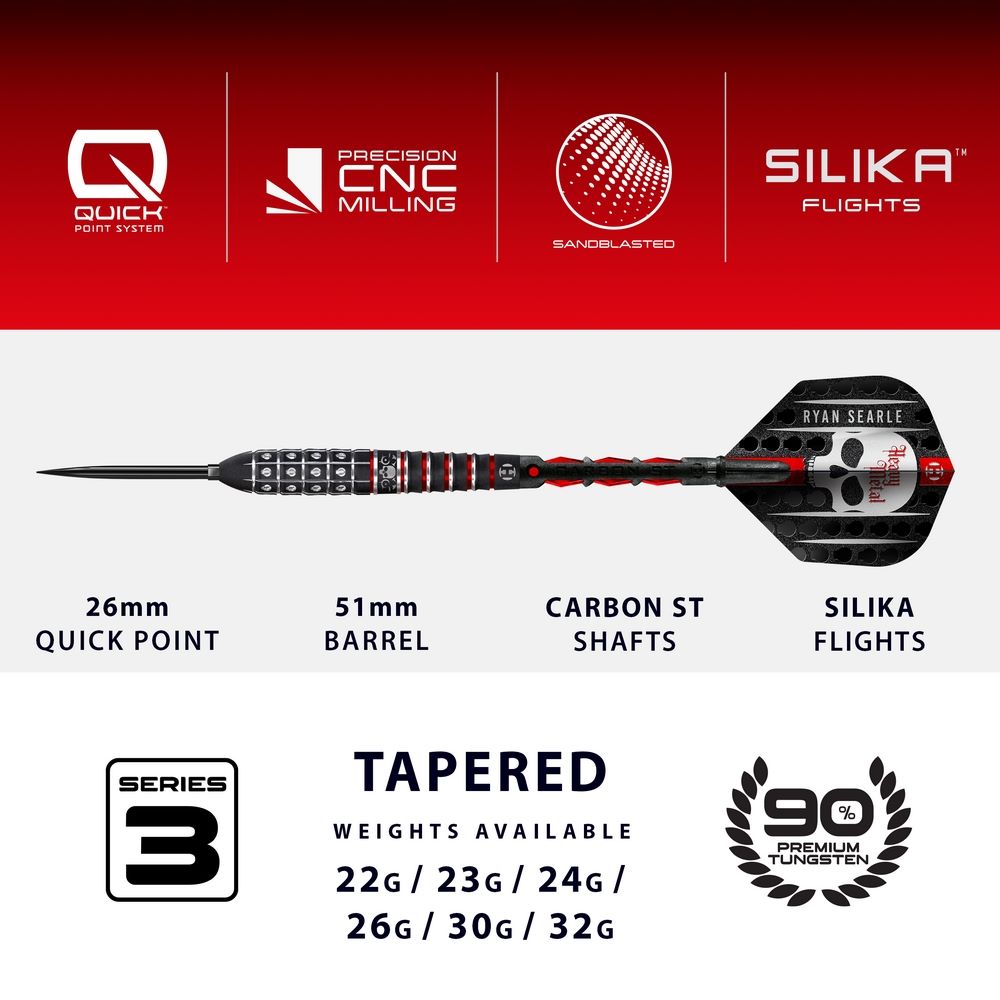 Set strelica steel Harrows Ryan Searle Series 3 30g Quick Point 90% wolfram - Slika 4