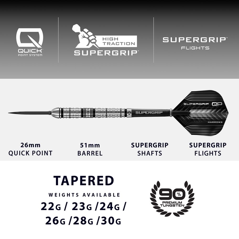 Set strelica steel Harrows Supergrip Tapered 24g Quick Point 90% wolfram - Slika 7