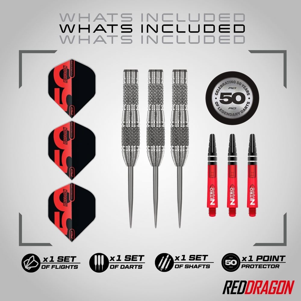 Set strelica steel Red Dragon Darts 50 Years - Grizzly 4 25g 90% wolfram - Slika 2