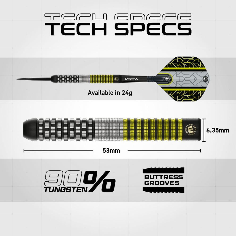 Set strelica steel Winmau Team 360 Cori Wiltshire 24g, 90% wolfram - Slika 10