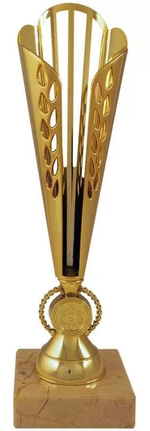 Pikado trofej, mermerno postolje, zlatna boja, visina 35 cm