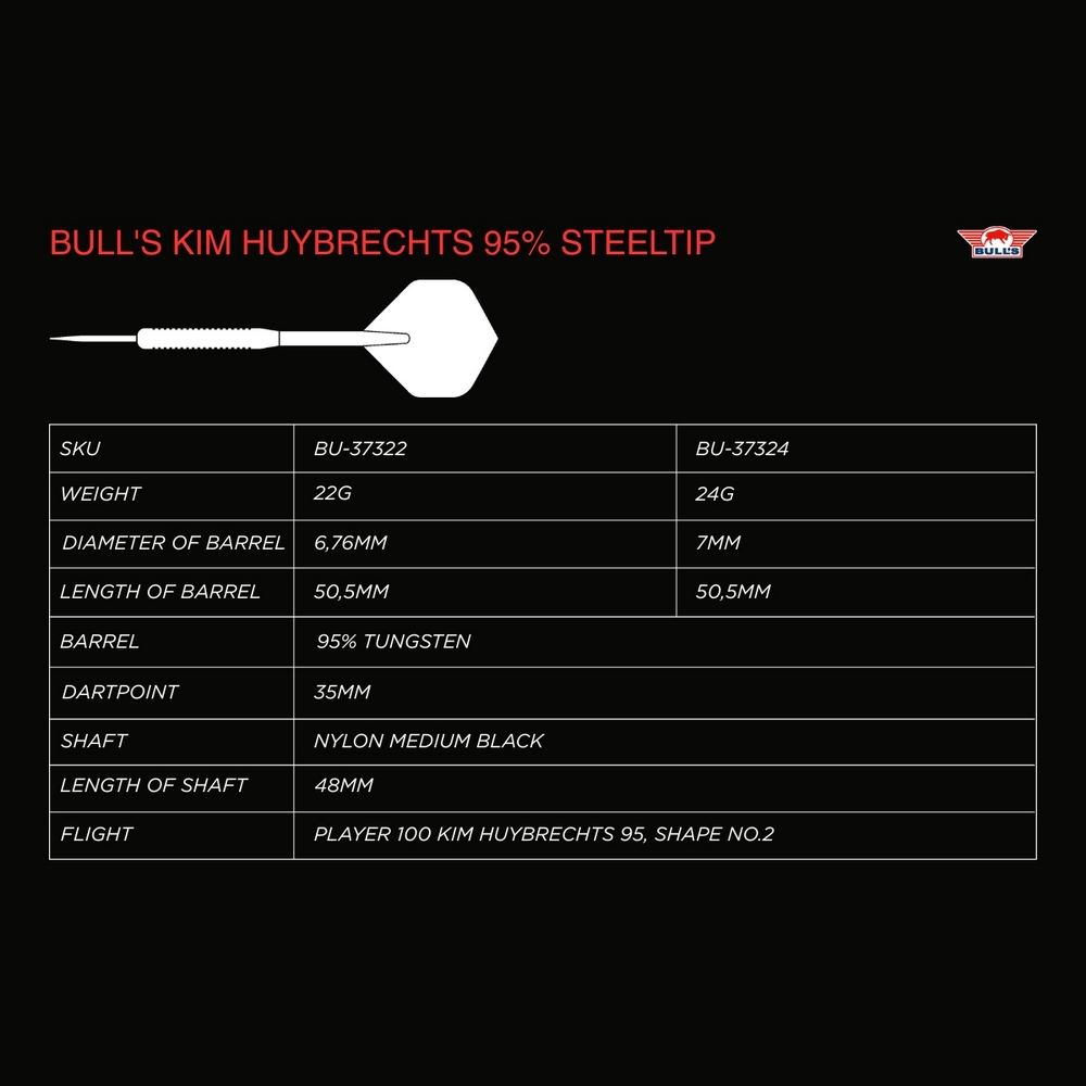 Set strelica steel Bull's Kim Huybrechts 22g 95% wolfram - Slika 5