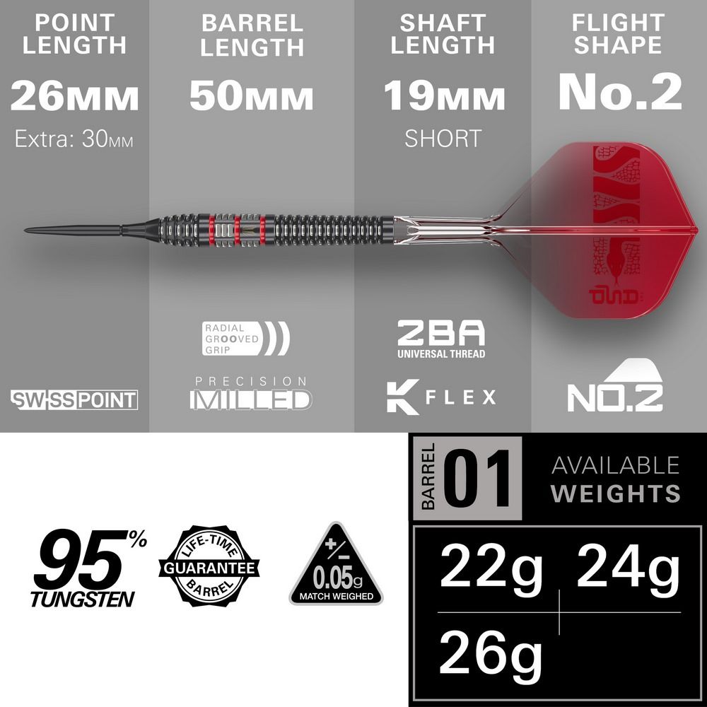 Set strelica steel Target Nathan Aspinall 95K 22g SP 95% wolfram - Slika 5