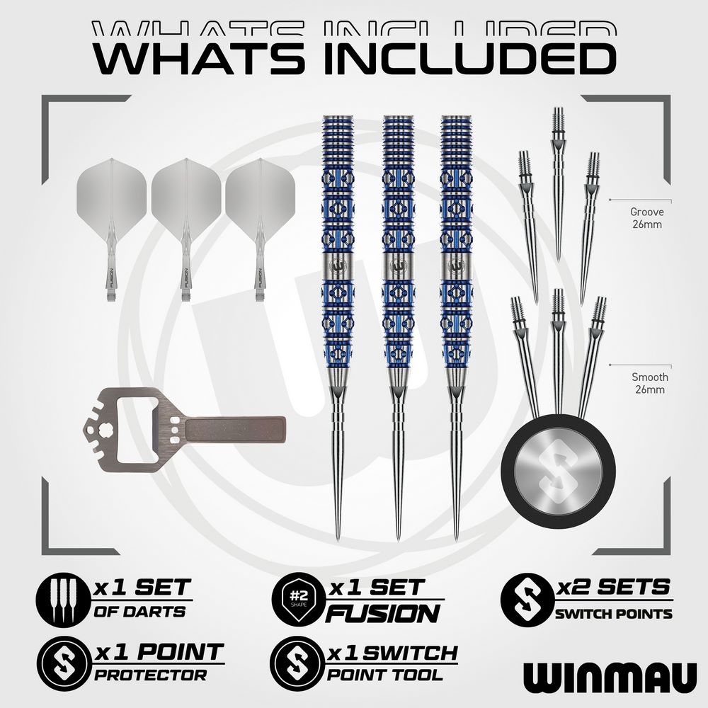 Set strelica steel Winmau Lunaris Tapered 24g SP 90% wolfram - Slika 5