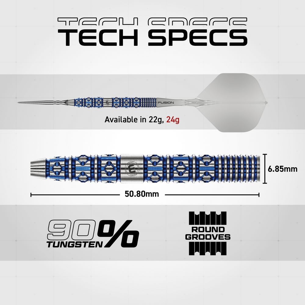 Set strelica steel Winmau Lunaris Tapered 24g SP 90% wolfram - Slika 3