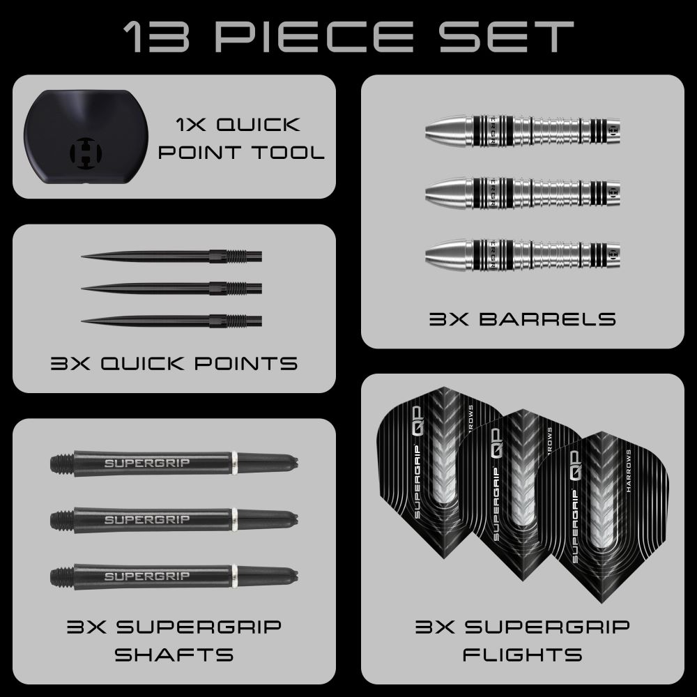 Set strelica steel Harrows Supergrip Bomb 23g Quick Point 90% wolfram - Slika 6