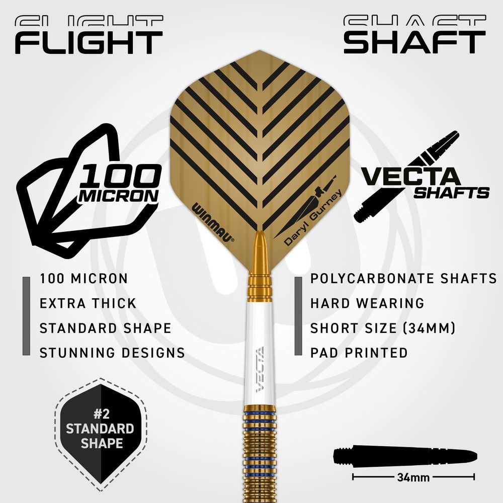 Set strelica steel Winmau Daryl Gurney Signature Edition 23g, 95% wolfram - Slika 3