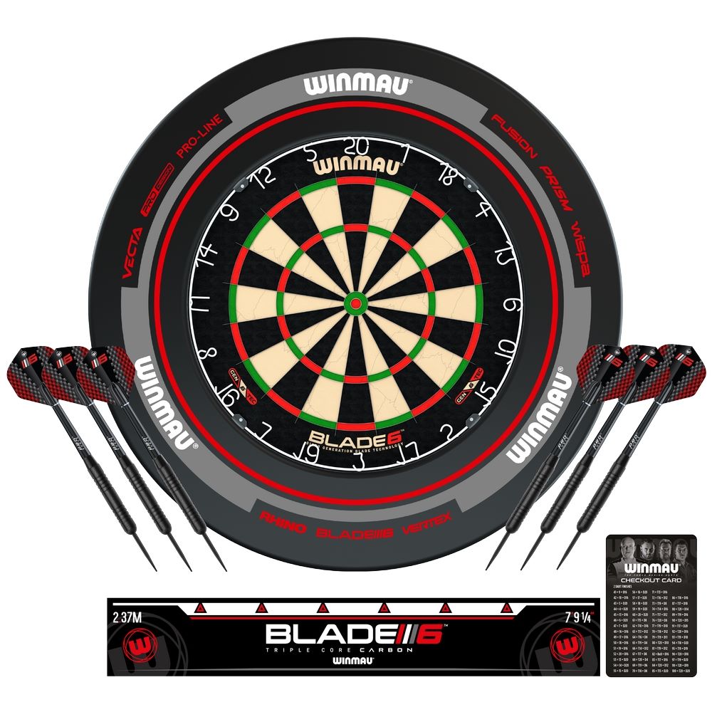 Kompletni pikado set Winmau tabla Blade 6,sivi okvir,2 seta strelica,linija i checkout karta