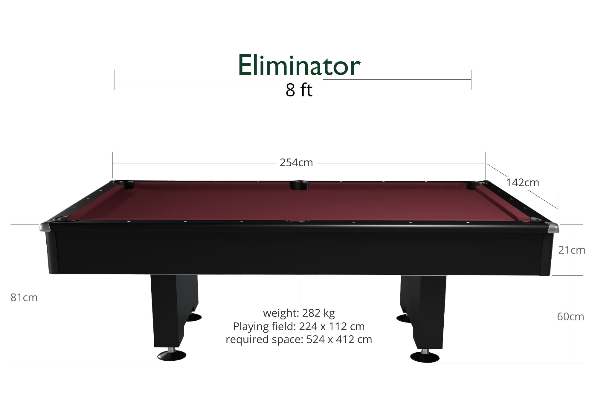 Bilijar sto Dynamic Eliminator 8ft crni - Slika 2