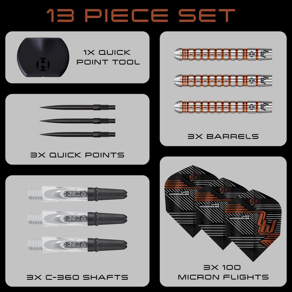 Set strelica steel Harrows Luke Woodhouse Series 2 23g QP 90% wolfram - Slika 7
