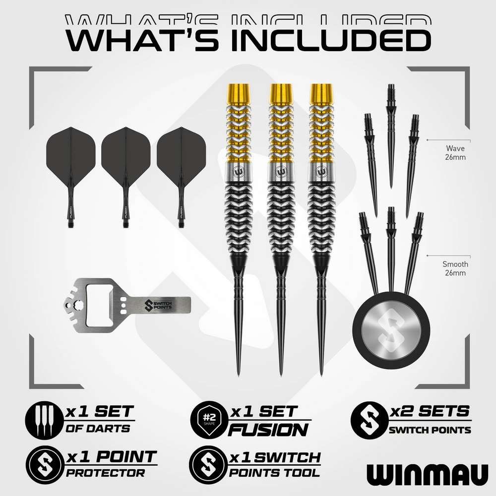 Set strelica steel Winmau Exion Torpedo 23g SP 90% wolfram - Slika 4