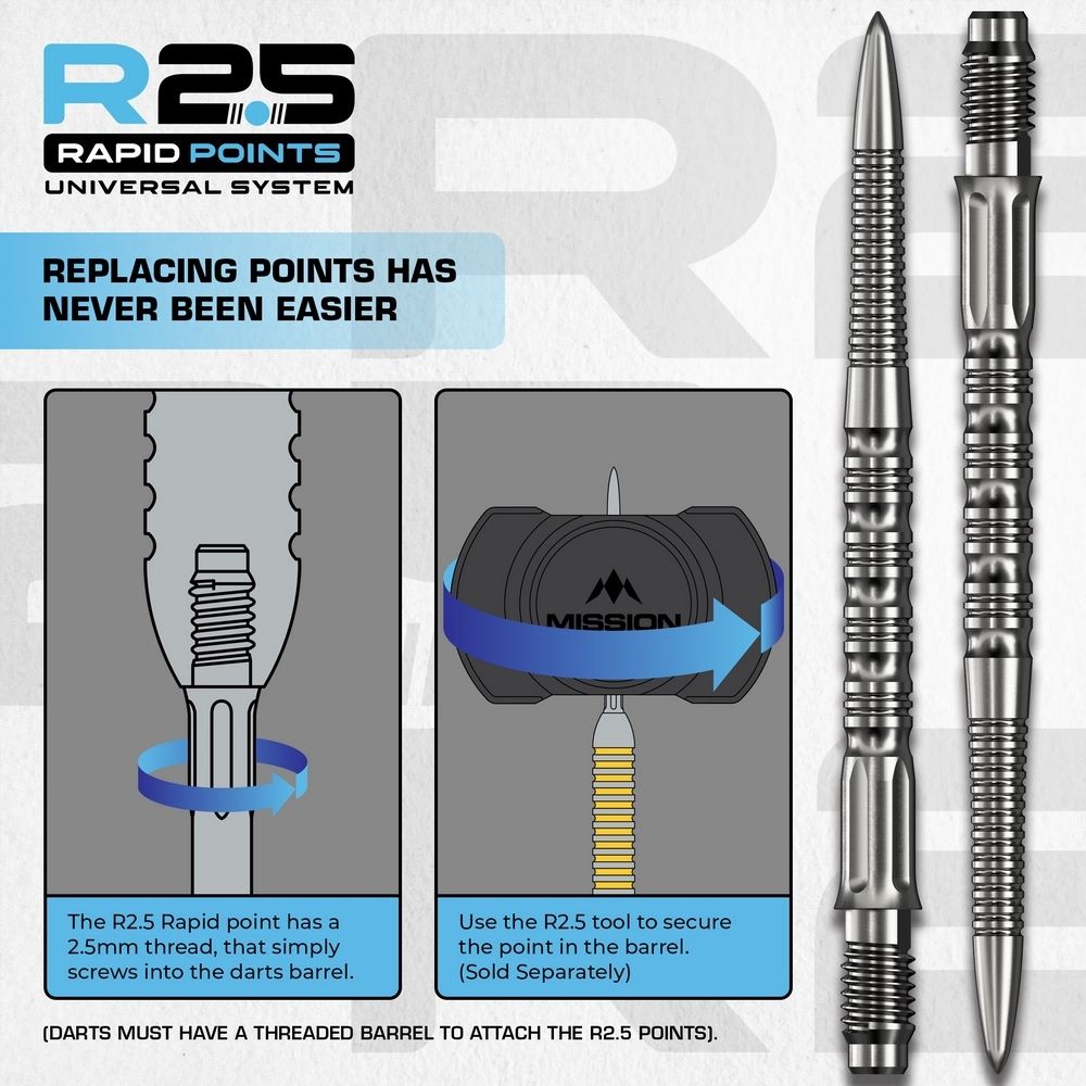 Vrhovi za strelice Mission R2.5 Rapid Points – GV2 srebrni, 30mm - Slika 6