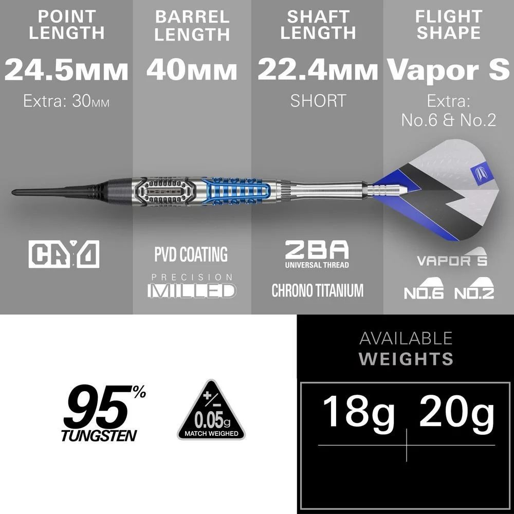 Set strelica soft Target Phil Taylor Power Chrono, 18g 95% wolfram - Slika 4