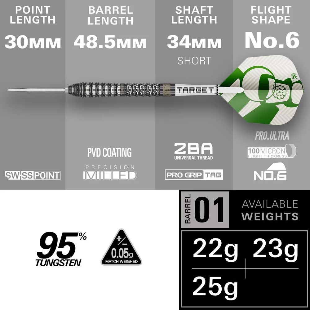 Set strelica steel SP Target Charlie Manby G1, 25g 95% wolfram - Slika 4