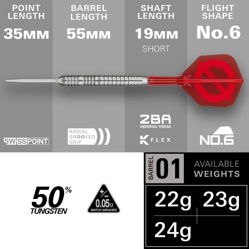 Set strelica steel SP Target Group O 03, 22g 50% wolfram - Slika 3