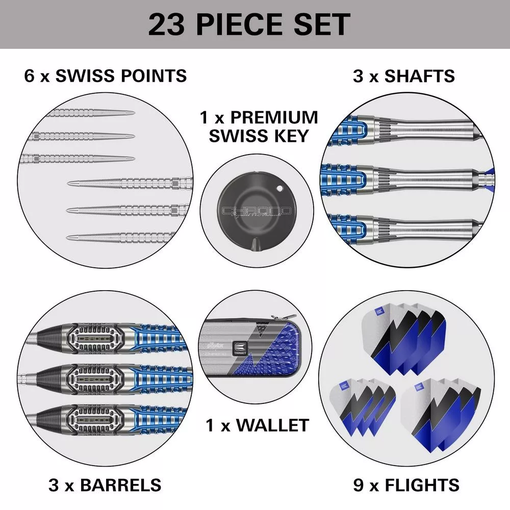 Set strelica steel SP Target Phil Taylor Power Chrono, 24g 95% wolfram - Slika 6